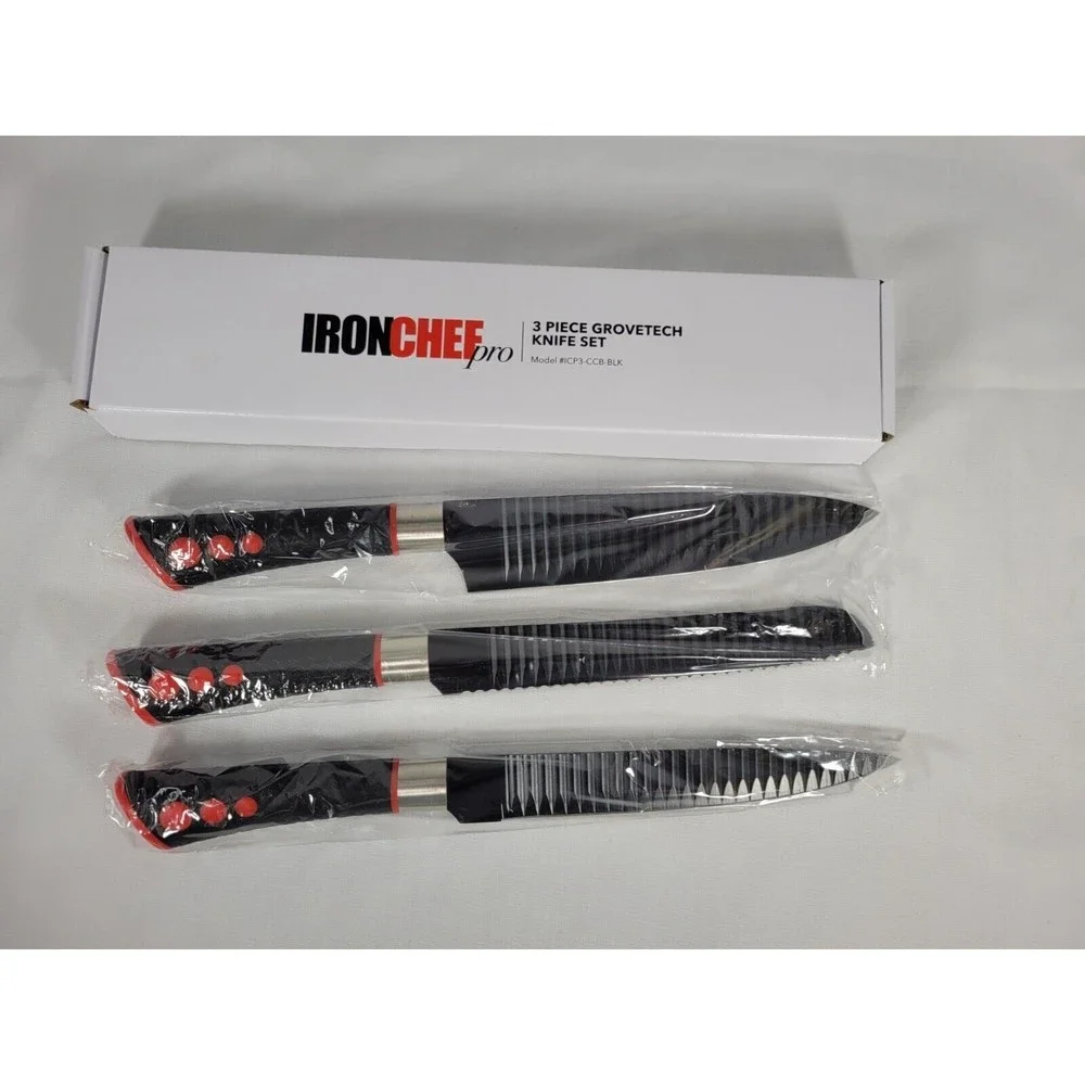 Iron Chef Pro 3 Piece Grovetech Knife‎ Set NEW